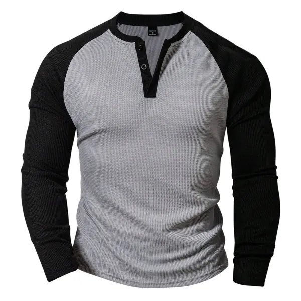 Men's Contrast Patchwork Casual Long Sleeve T-shirt Only $23.99 - Elementnice.com 