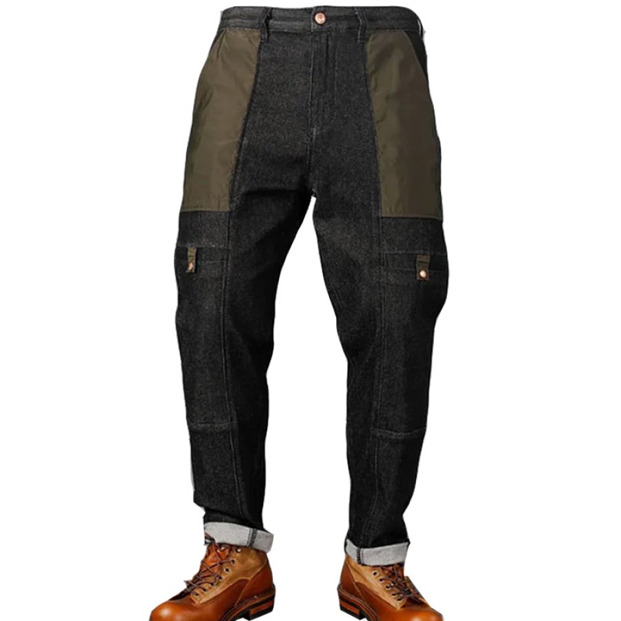 

Men's Vintage Patchwork Color Block Jeans