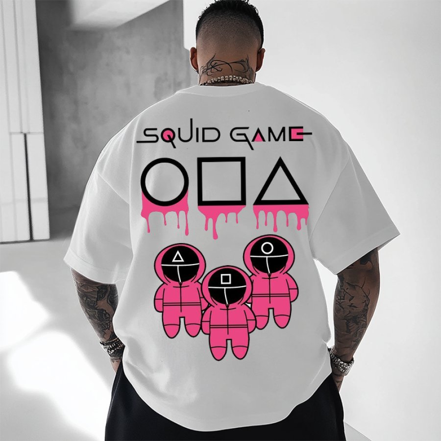 

Unisex Oversized Squid Game 2 Print Short Sleeve White T-shirt