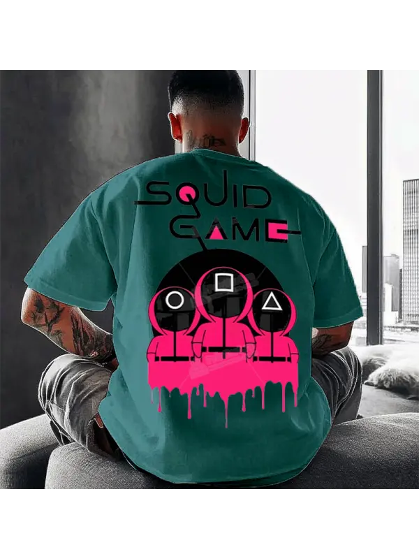 Unisex Oversized Squid Game 2 Print Short Sleeve Green T-shirt - Aptkoi.com 