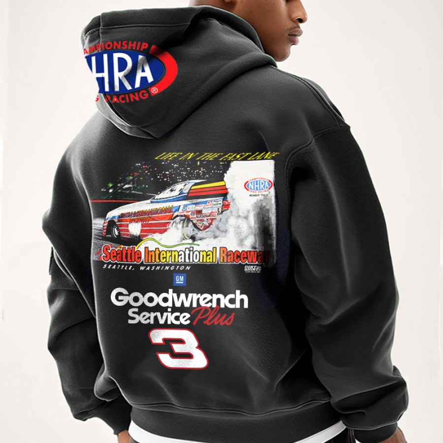 

Unisex Vintage Seattle International Raceway Racing NASCAR 1992 Valvoline Medium Racing Oversize Black Hoodie