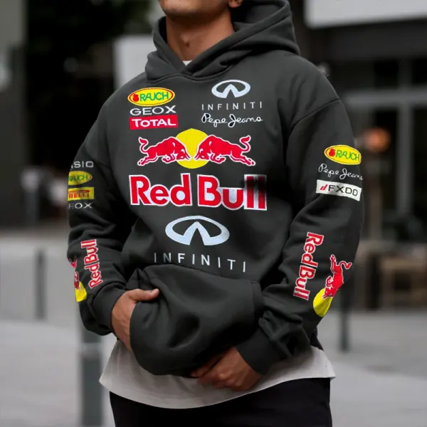 Unisex Vintage Racing Print Oversize Hoodie - Cotosen.com 