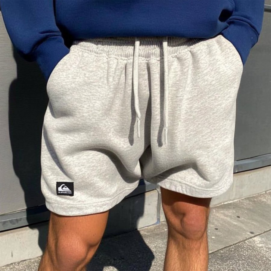 

Men's Retro 5 Inch Embroidery Logo Surf Beach Knit Shorts Daily Casual