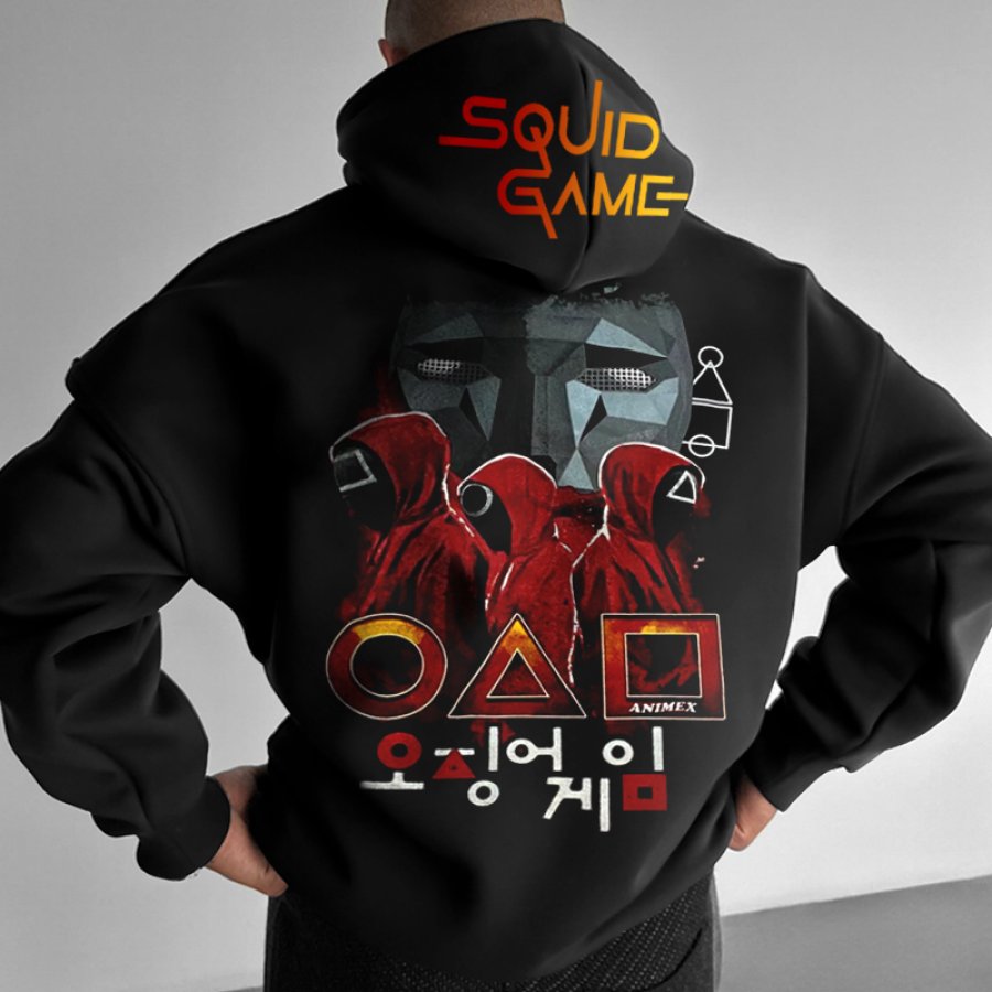 

Unisex Oversize Squid Game 2 Print Street Wear Leisure Black Hoodie