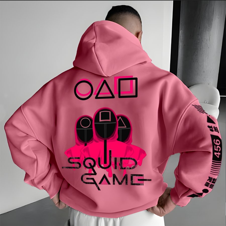 

Unisex Oversized Squid Game 2 Print Casual Pink Hoodie