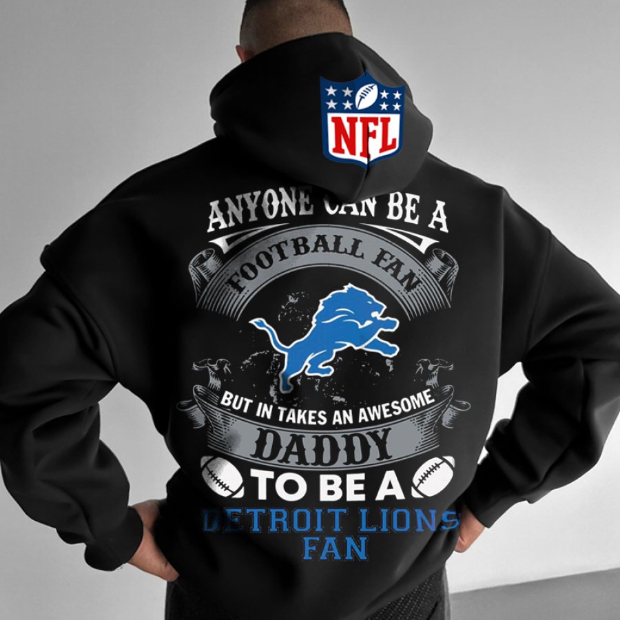 

Unisex NFL Vintage Classic 1930 Free Detroit Lions Print Oversize Black Hoodie