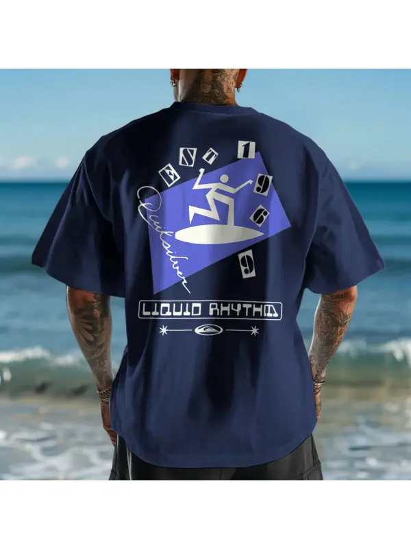 Unisex Quiksilver Surf Print Short Sleeve Oversized T-shirt - Aptkoi.com 