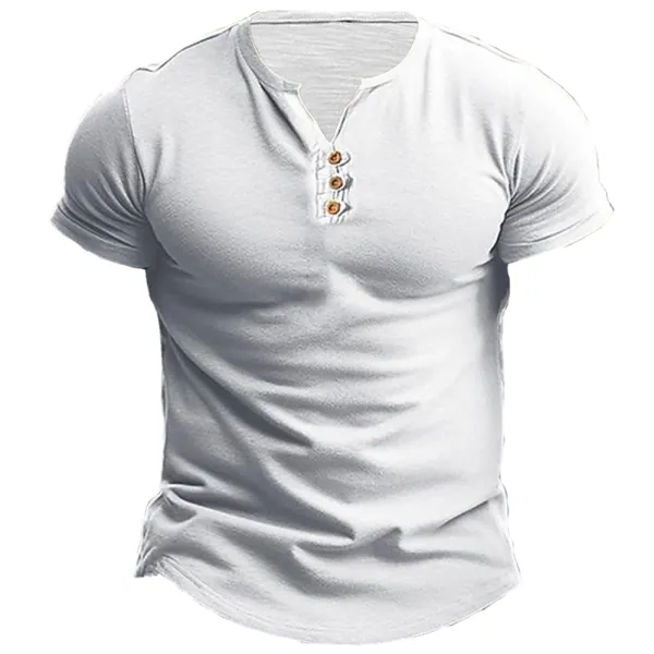 Men's Casual Short Sleeve Henley Shirt - Cotosen.com 