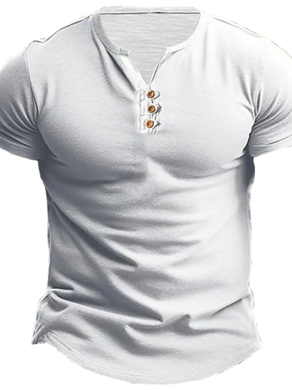 Men's Casual Short Sleeve Henley Shirt - Menbarn.com 