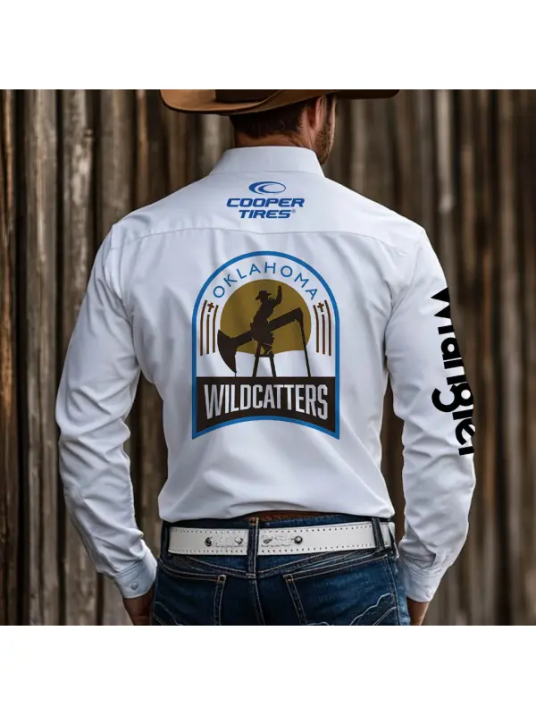 Men's Vintage PBR OW Western Cowboy Long Sleeve Rodeo Shirts - Aptkoi.com 