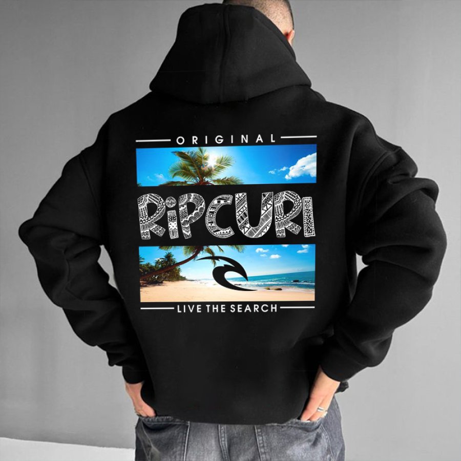 

Unisex Loose Beach Surfing Printed Long Sleeved Hoodie