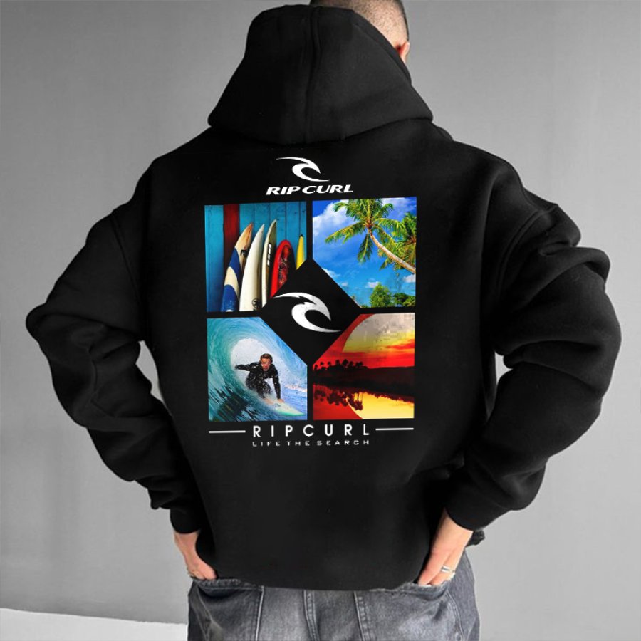 

Unisex Loose Beach Surfing Printed Long Sleeved Hoodie