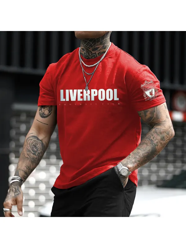 Men's Sports Football Lettering Print T-Shirt - Aptkoi.com 