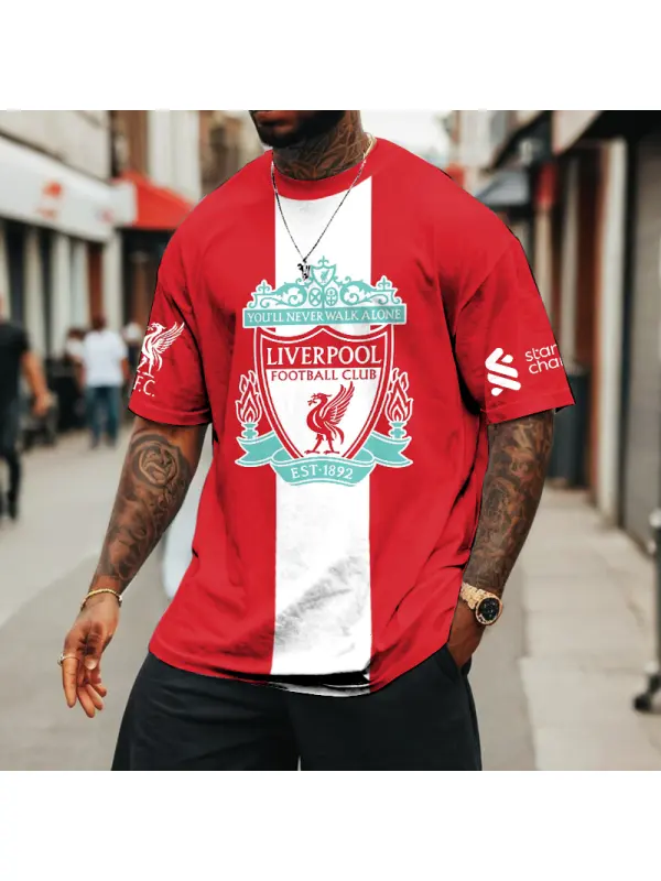 Football Match Recreational Sports Printed Red T-shirt - Aptkoi.com 