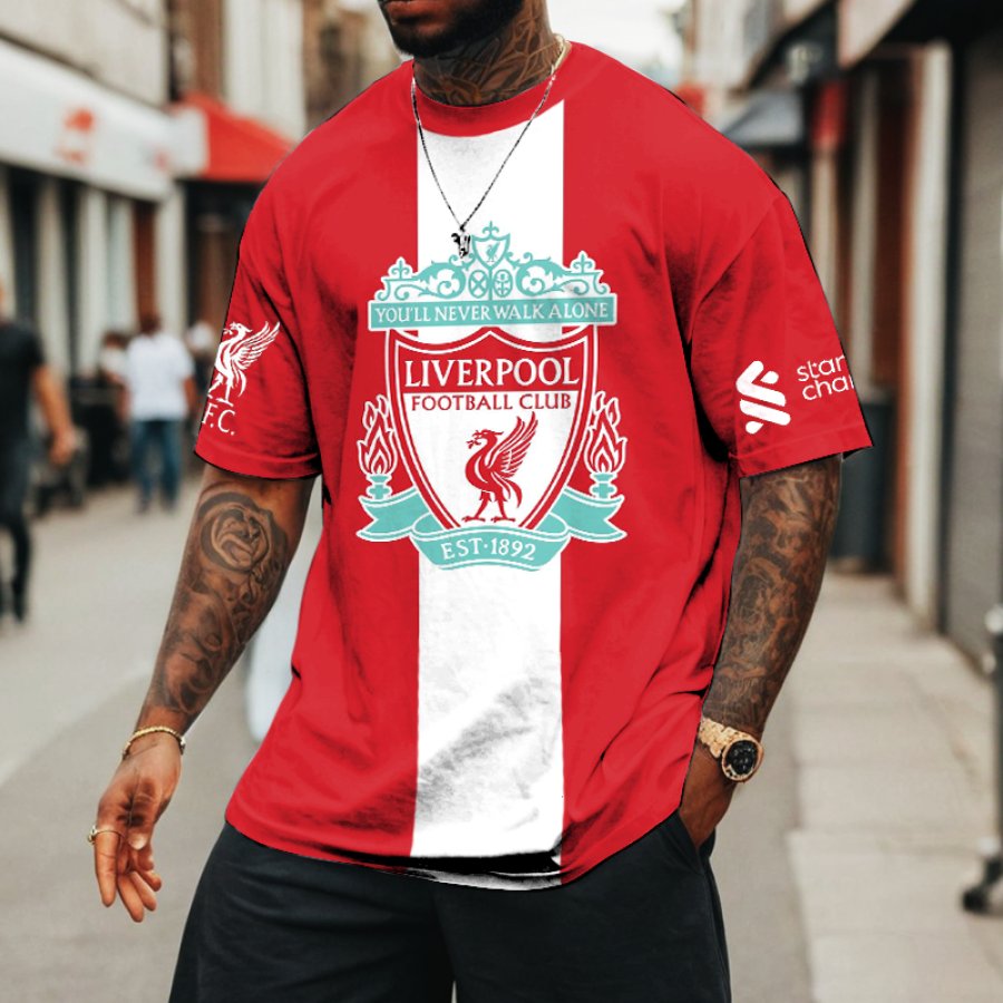 

Football Match Recreational Sports Printed Red T-shirt