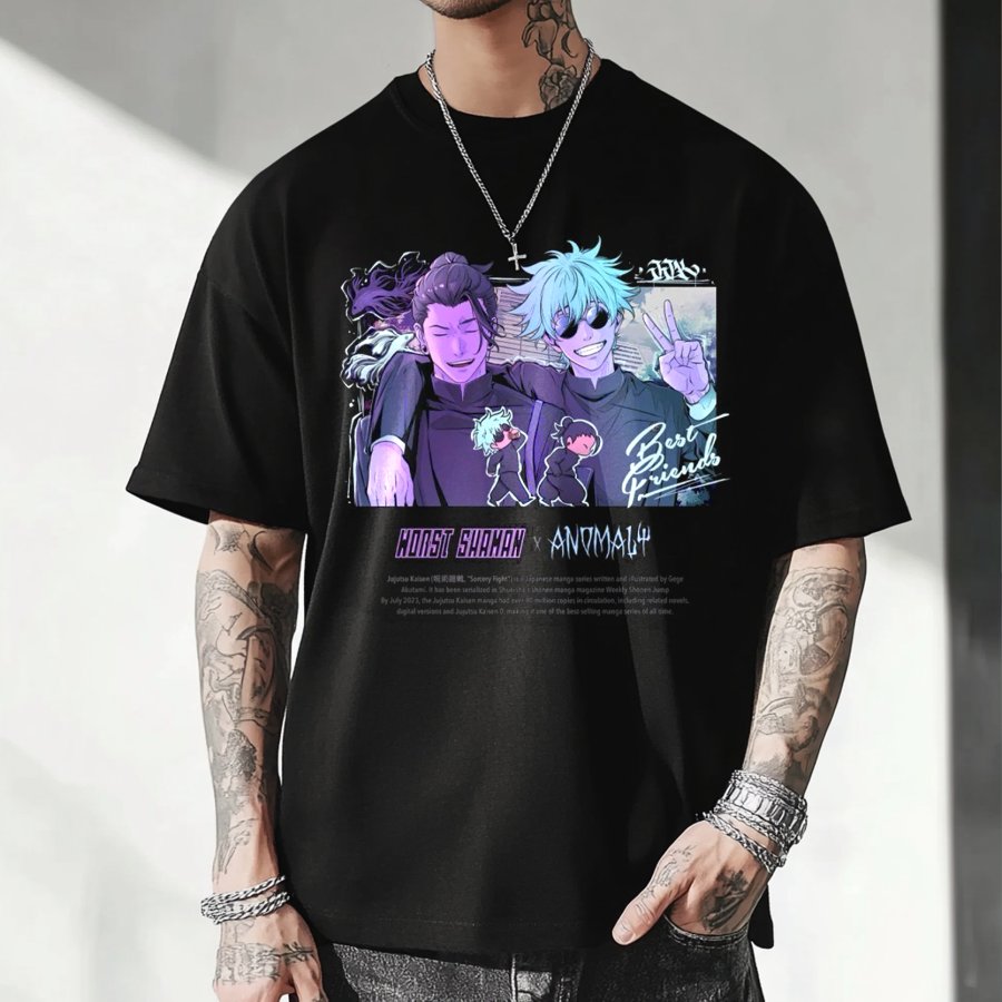 

Unisex Anime Print Loose Short Sleeve Oversized T-Shirt