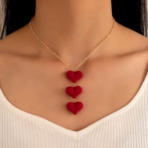 Valentine's Day Red Heart Tassel Single Layer Necklace - Cotosen.chimpone.com 