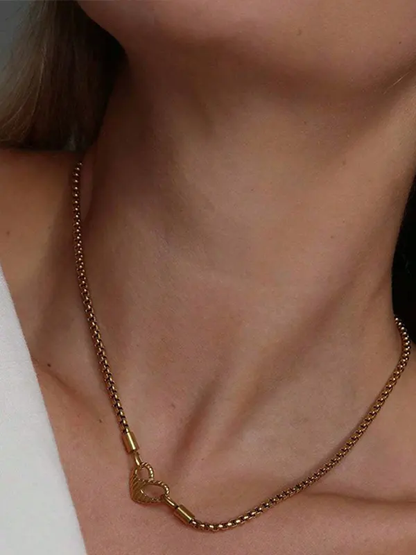 Valentine's Day Titanium Steel Necklace Forever Love Heart Stainless Steel Clavicle Necklace - Pragmaace.com 