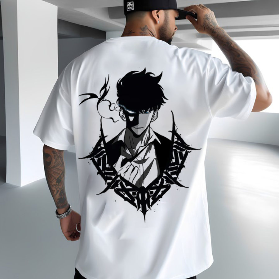 

Unisex Anime Print Short Sleeve Oversized T-Shirt