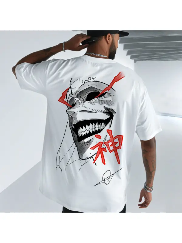 Unisex Anime Print Short Sleeve Oversized T-Shirt - Aptkoi.com 
