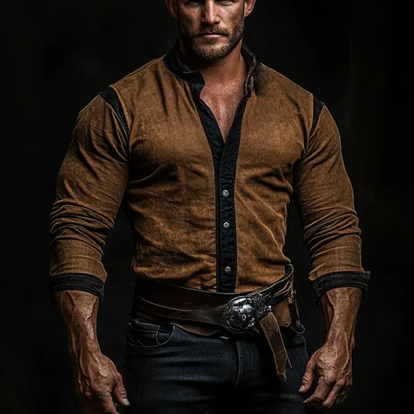 Men's Vintage Distressed Colorblock Tactical Shirt - Wayrates.com 