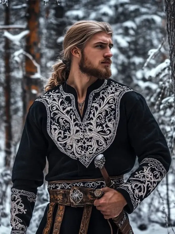 Viking Floral Embroidered Pattern Men's Casual Shirt Only $32.99 - Pragmaace.com 