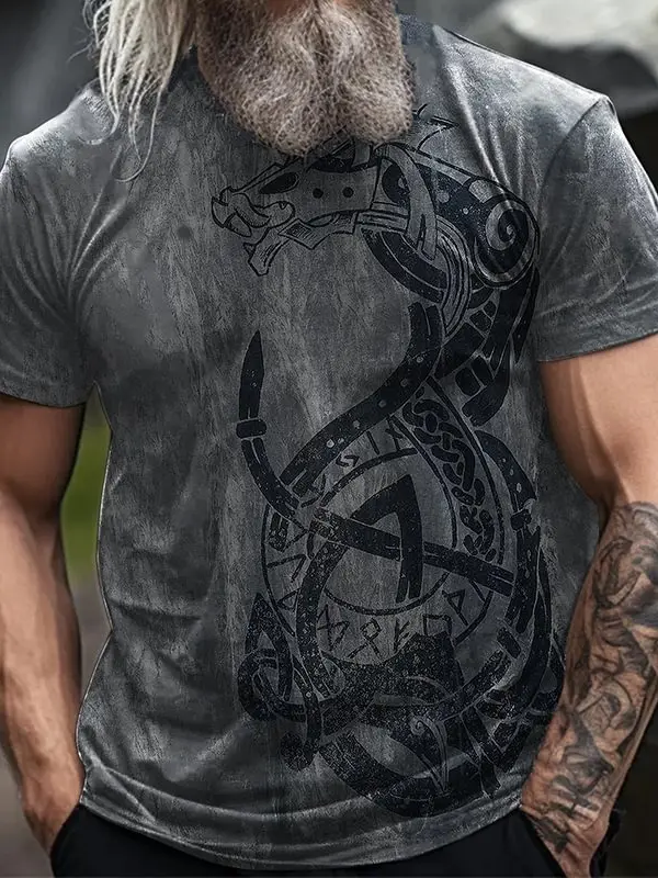 Men's Vintage Viking Digital Print 3d Print T-shirt - Pragmaace.com 