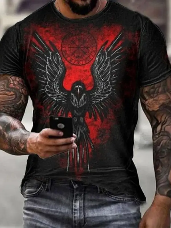 Men's Viking Eagle Print Short Sleeve T-shirt Only $23.99 - Pragmaace.com 