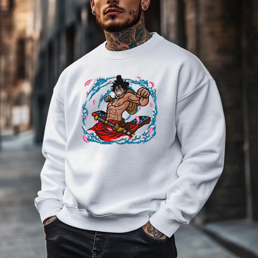 

Unisex Vintage Anime Embroidery Long Sleeve Casual Crew Neck Oversized Sweatshirt