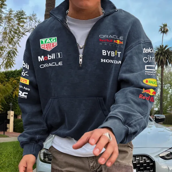 Racing Team Pullover Zip Neck Sweatshirt - Ootdyouth.com 
