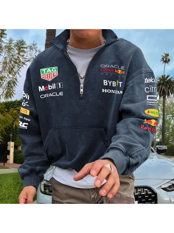 Racing Team Pullover Zip Neck Sweatshirt - Aptkoi.com 