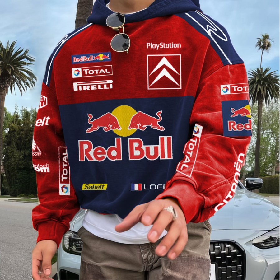 

Men's 2025 Newest Retro Racing Print Oversized Hoodie