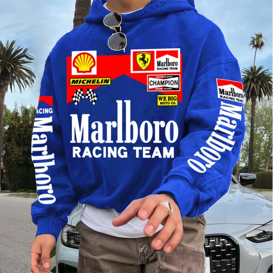 

Men's 2025 Newest Retro Racing Print Oversized Hoodie