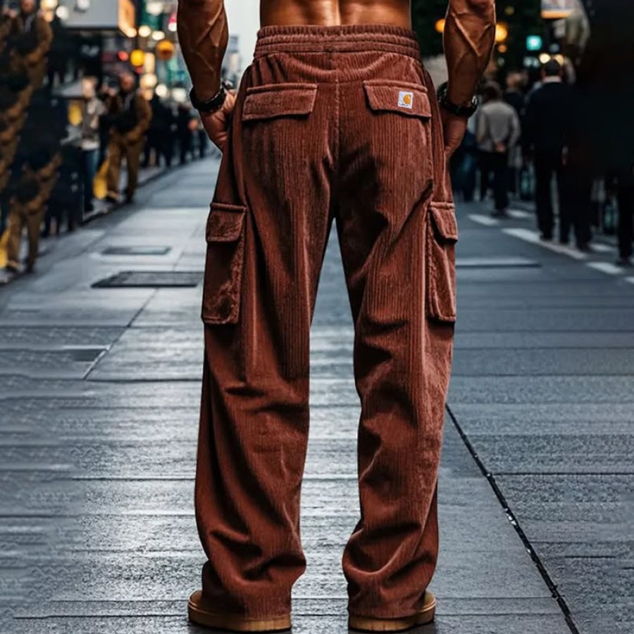 

Men's Vintage Corduroy Multi Pocket Work Pants