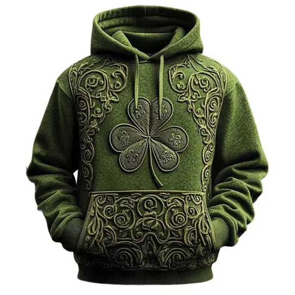 Men's Vintage St. Patrick's Day Shamrock Pocket Long Sleeve Hoodie Only $28.99 - Cotosen.com 
