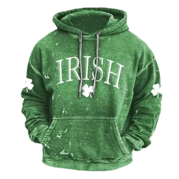 Men's Vintage Irish St. Patrick's Day Shamrock Pocket Long Sleeve Hoodie Only $28.99 - Cotosen.com 