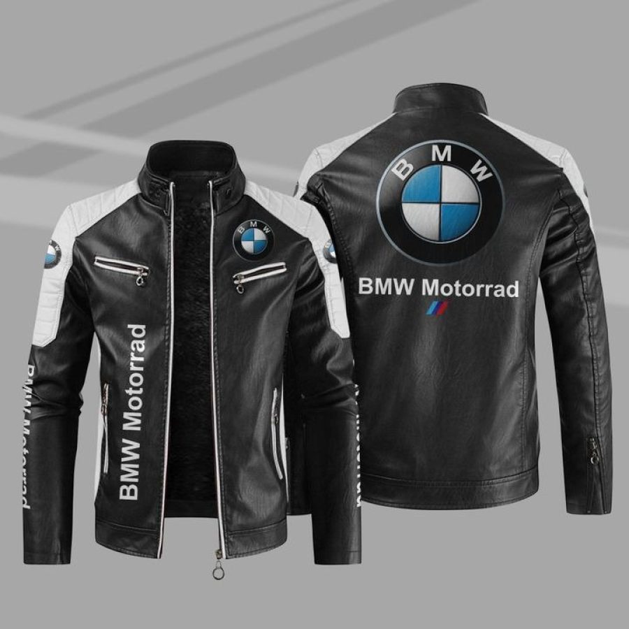 

Unisex 2025 Newest Retro Racing Zip Long Sleeve Big Logo PU Leather Jacket