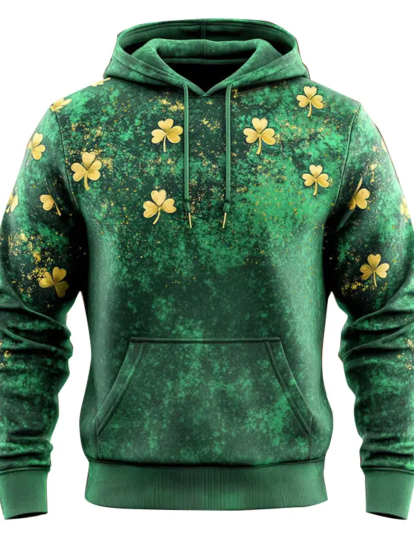 Men's St. Patrick's Day Shamrock Art Print Hoodie Only $28.99 - Menbarn.com 