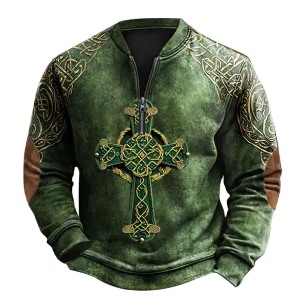 Men's St. Patrick's Day Shamrock Cross Art Zip-Up Sweatshirt Only $29.99 - Cotosen.com 
