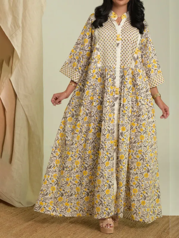 Stylish Printed Robe Dress - Aptkoi.com 