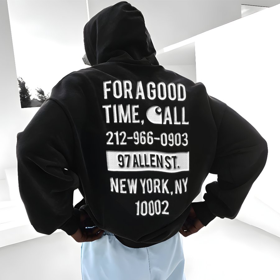 

Unisex Loose Letter Foam Print Oversized Hoodie