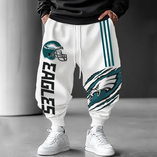 Men's Rugby Team Casual Print Oversized Harem Pants - Ootdyouth.com 