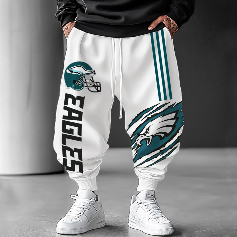 

Men's Rugby Team Casual Print Oversized Harem Pants