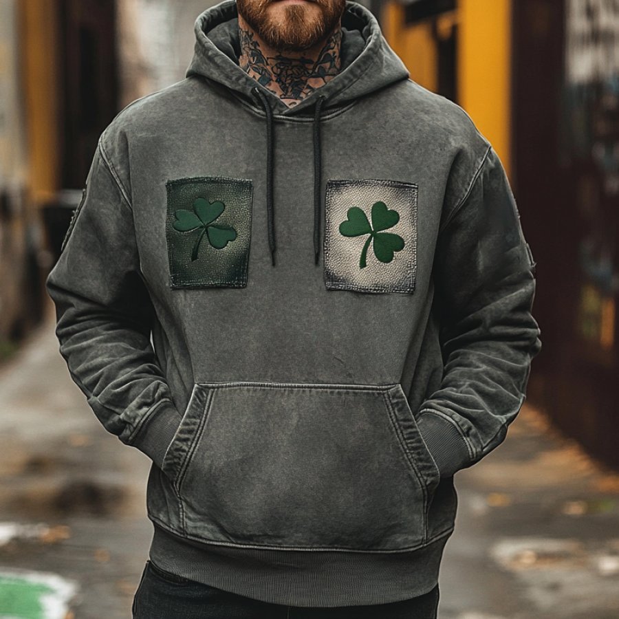 

Men's Vintage Clover Patches St. Patrick's Day Hoodie