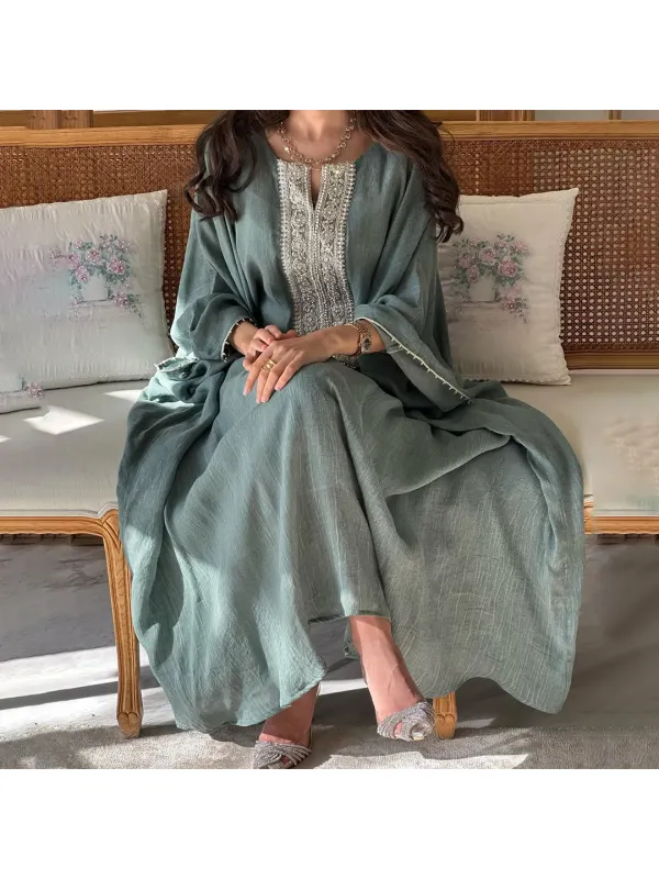 Womens Middle Eastern Gorgeous Solid Color Casual Jalabiyas Dress - Localziv.com 