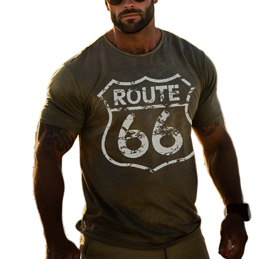 

Men's Vintage Western Route 66 Graphic T Shirt