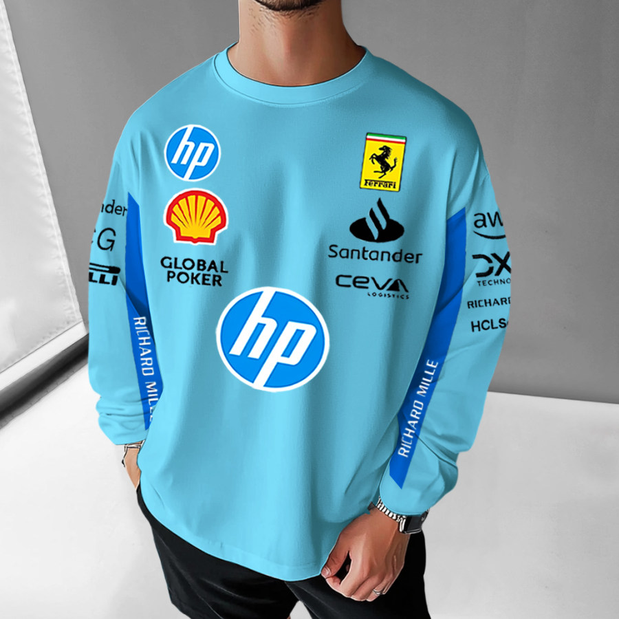 

Unisex Oversized Universal Racing Team Print Long Sleeve T-Shirt