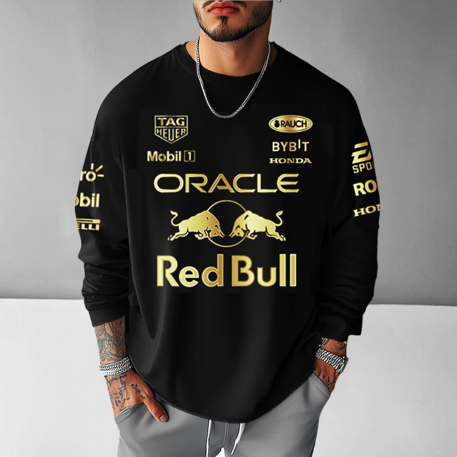 

Unisex Oversized Universal Racing Gold Print Long Sleeve T-Shirt