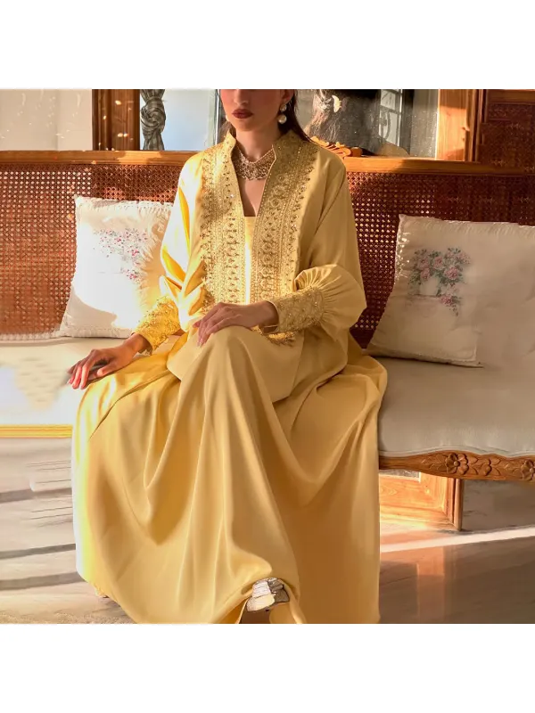 Womens Middle Eastern Gorgeous Solid Color Simple Jalabiyas Dress - Localziv.com 