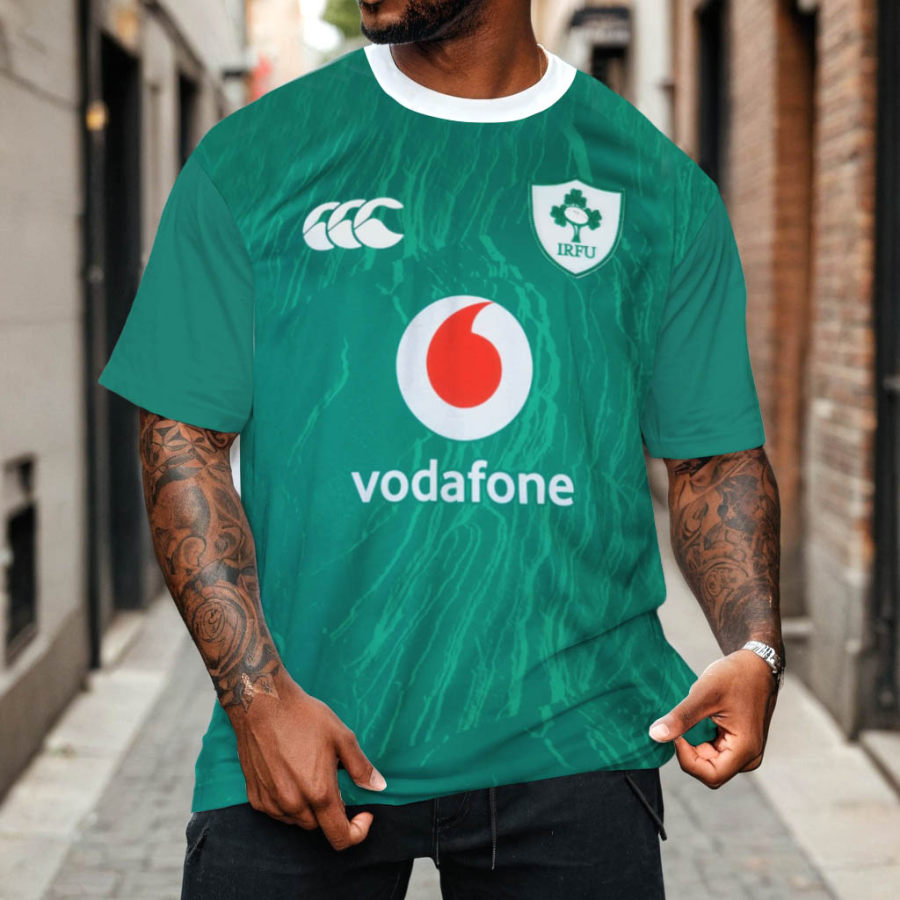 

Men's Irish Rugby Print Loose Short Sleeve Oversized T-shirt